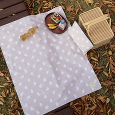 양면방수 피크닉매트+파우치, 테디앤바니 베이지