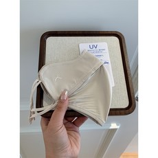 冰絲涼感口罩 UPF50防曬口罩 可水洗口罩 輕薄透氣 騎車口罩 男女通用, 1個, 米白【蝴蝶結】