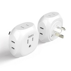 Ceptics World Travel 어댑터 키트 USB-A 2개 USB-C 미국 콘센트 20W/QC 18W 전원 공급 서지 보호 SWADAPT 유럽 영국 중국 호, 2 Pack, 타입 I - 호주 / 중국