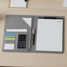 픽커스 가죽 계산기 멀티 서류판, 그레이
