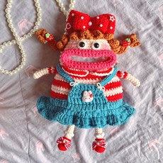 손뜨개 DIY 핸드메이드 소시지 모양 미니 가방 열쇠고리용 선물용, 20_진주끈포함아기용품세트, 1개