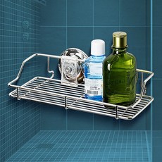 스테인리스 욕실 흡착 선반 물빠짐 논타공 벽걸이 샤워실 샴푸 정리대, S15 와이어다용도선반소, 1개