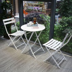 야외 정원 테라스 접이식 철제 테이블 세트 의자 화이트 (사진참조), D. 핑크 (사진참조)