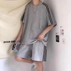 華夫格短袖套裝男 夏季潮牌休閒籃球服 速幹運動短褲 穿搭兩件套