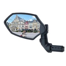 Hafny 새로운 바 엔드 바이크 미러 HD 유리 렌즈 조절 가능 및 회전 가능한 안전한 백미러 자전거 미러 방폭 방지 HF-M6002-FR08 (실버 글래스 (범용 왼, Hafny 새로운 바 엔드 바이크 미러, HD 유리 렌