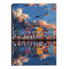 원그리드 DIY 명화그리기 세트 캔버스 유화그리기, 레인보우타운, 1개