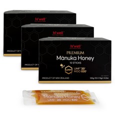UMF20+ (MGO830+) 하이웰 뉴질랜드 마누카꿀 스틱 12gx10포, 3박스, 120g