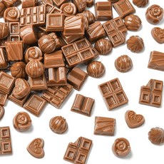 Stiesy 100피스 모조 초콜릿 슬라임 레진 참 3D 현실적인 디저트 테마 플랫백 장식 폰 케이스 DIY 네일 아트 주얼리 제작 스크랩북 장식용, 초콜릿-100개