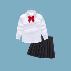 DIU 兒童表演服套裝 男童白色長袖襯衫純色校服 中小童六一演出服百搭