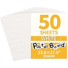 50 Pack White Poster Board 13.5\" x 17.5\" Heavy-Weight Blank Board Bulk Thick Paper for School C