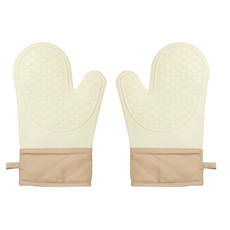 위시피키 내열 미끄럼방지 실리콘 오븐장갑, 1세트, 베이지 벙어리형
