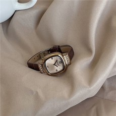 小棕錶 方糖復古小方錶盤裝飾女腕錶 石英指針手錶