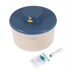 전기 샐러드 스피너 - 양상추 야채 건조기 USB 충전식 속건성 양상추 과일 스피너(보울 포함), 파란색과 노란색
