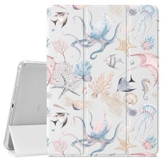 VibrantFruitique 아이패드(A16) 11세대 2025 11인치/10세대 2022 11인치용 핫핑크 바다 거북 케이스 바다 동물 케이스 펜슬 홀더 및 투명하고 부, 11" iPad 11th/10.9" iPad 10th, 언더워터 월드-화이트