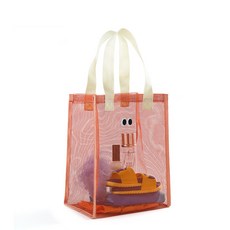 天使網購 網眼透氣手提袋 透明 網紗 收納袋 沙灘 洗漱包 游泳包, 紅色