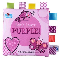 LakaRose 嬰兒早教顏色認知標籤布書A6B 撕不爛可咬響紙書 安靜書, 紫色