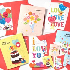 반짝 입체 팝업 생일 편지 카드 봉투 파티 고백 감사 격려 친구 마음 초대장, 리본케익생일축하