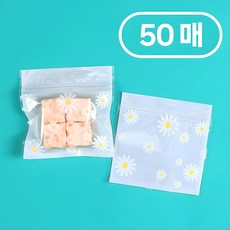 세모쇼핑백 귀여운 손잡이 지퍼백 포장봉투, 50매, 데이지 소형(손잡이 X)