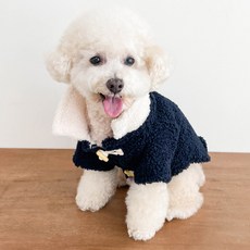 로로펫 강아지 고양이 뽀글떡볶이코트, 네이비, 1개