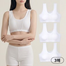 크리비아 3p 쾌적한 면스판 메쉬 인밴드 노와이어 런닝형 스포츠브라 3매 세트