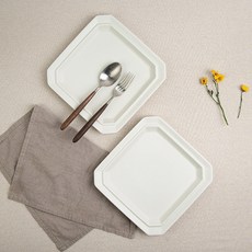 시라쿠스 프리즈 정팔각접시L 23cm 2개세트, 화이트(무광), 2P