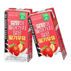 빙그레 설탕이 들어가지 않은 딸기 우유 190ml (12팩) 멸균우유, 12팩