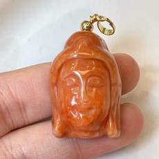 君遇 天然A貨翡翠 糯種紅翡觀音頭吊墜，精雕細琢，保平安，送禮自用皆宜, 1個