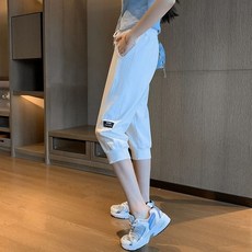 [Myshe] 여성 여름 트레이닝 7부 바지 루즈핏 조거팬츠 Seven617FEI617KZ08, 화이트. - 7부 팬츠[773판], XL, 화이트. - 7부 팬츠[773판]