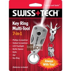 SWISS+TECH 7合1 鑰匙圈多功能工具組 LED手電筒, 1個