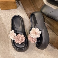 해피유통 여성용 여름 플라워 장식 패션 두꺼운 밑창 편안한 플라스틱 슬리퍼