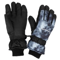 Vikodah 여성용 겨울 추운 날씨용 벙어리 장갑 스노우 따뜻한 보호 - 스키 셰르파 플리스 안감 장갑 블랙 홀치기 염색 손가락 미디엄 125756
