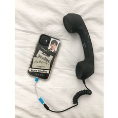 선물 부모님 레트로 핸드폰수화기 친구, 기본 반지 사이즈, 블랙 청취기+안드 이어폰 변환기