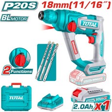 TOTAL 鋰電兩用鎚鑽 18mm BL MOTOR P20S, 1個