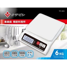 タチビシ 精密料理秤 TM-6KG 專業級 0.1g高精度 冷光大螢幕顯示 可拆洗秤盤 附贈透明托盤, 1個