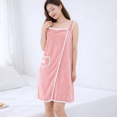 여성 샤워 목욕 나시 원피스 가운, 1개, 핑크