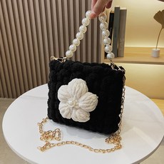 [영상제공] 샤샤벨 네트공예 빅플라워 미니 가방 만들기 diy 재료 세트, 블랙, 1개