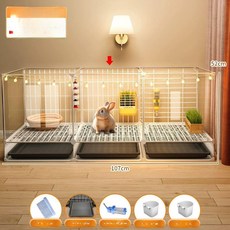 토끼키우기 토끼장 아크릴케이지 케이지 사육 반려 경량 트레이, 대형 높이 확장 107 x 35x52 4면, 1개, 1g