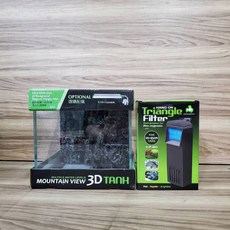 金金水族 超白缸(超白玻璃缸 3D背景 角落型內掛過濾器 ) 山景缸 3D背景岩板 造景缸 魚缸 小型缸 背濾缸, 1個, 3D岩板缸+過濾器