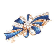 나카노야 NAKANOYA 바레타 65mm 1개 금속 합금 메탈 라인스톤 프렌치 바레트 헤어클립 뒤머리 럭셔리 주얼 진주 윈터 컬러 마블 무늬 에나멜 느낌 리본 꽃 리프 광택 글로스