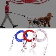 튼튼한 대형견 와이어 리드줄 6mm 3m 목줄 산책용품 이동줄 반려동물 리드줄 애견 산책 줄 목줄, 레드