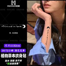 草本果汁紋身貼紙, 1個, T19-A1439雙向奔赴11X2cm