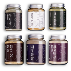 국산조미료 6종선물세트 국산 다시마분말 청국장분말 멸치분말 표고버섯분말 새우분말 대파분말 경동시장, 1개