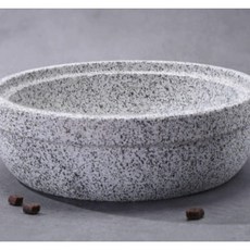 석재 강아지 밥그릇 돌그릇 사료접시 식기 무거운 튼튼한, 표준, 1개, 리넨그레이 깊은 돌그릇 20cm