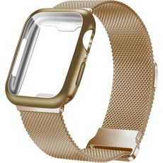 Geoumy 애플워치 케이스 메탈 마그네틱 밴드, Brown Gold, 41 mm for Apple Watch