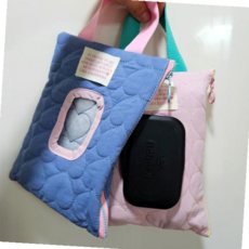 걸이 물티슈 보관 파우치 가방, 블루