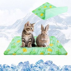 펫 냉감 아이스 패드 여름 쿨테일 반려견 쿨링 매트 업그레이드된 양면 강아지 고양이 부드러운 반려동물 담요 귀여운 과일 패턴으로 여름에도 시원하게 유지 세탁 가능 방수 상자 소, Pineapple Green, Small(15.5 x 19.5 in)