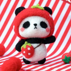 DIY 동물친구 양모펠트 키트(딸기팬더) DIY인형만들기, 상세페이지 참조, 1개
