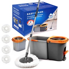 더블버킷 회전걸레 세트 - 깨끗한 물 오수 분리 / 강력 페달 탈수 / 1초 리필교체, 1개