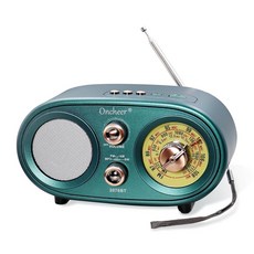 Oncheer 휴대용 레트로 빈티지 블루투스 스피커 라디오 FM/AM/SW 3 밴드 조절 가능한 안테나 배터리 전원 TF 카드 지원 USB 음악 재생 친구 가족을 위, 초록색