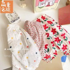 韓國童裝 女童韓系棉質碎花防蚊褲 兒童透氣中高腰沙灘褲 女孩度假百搭褲